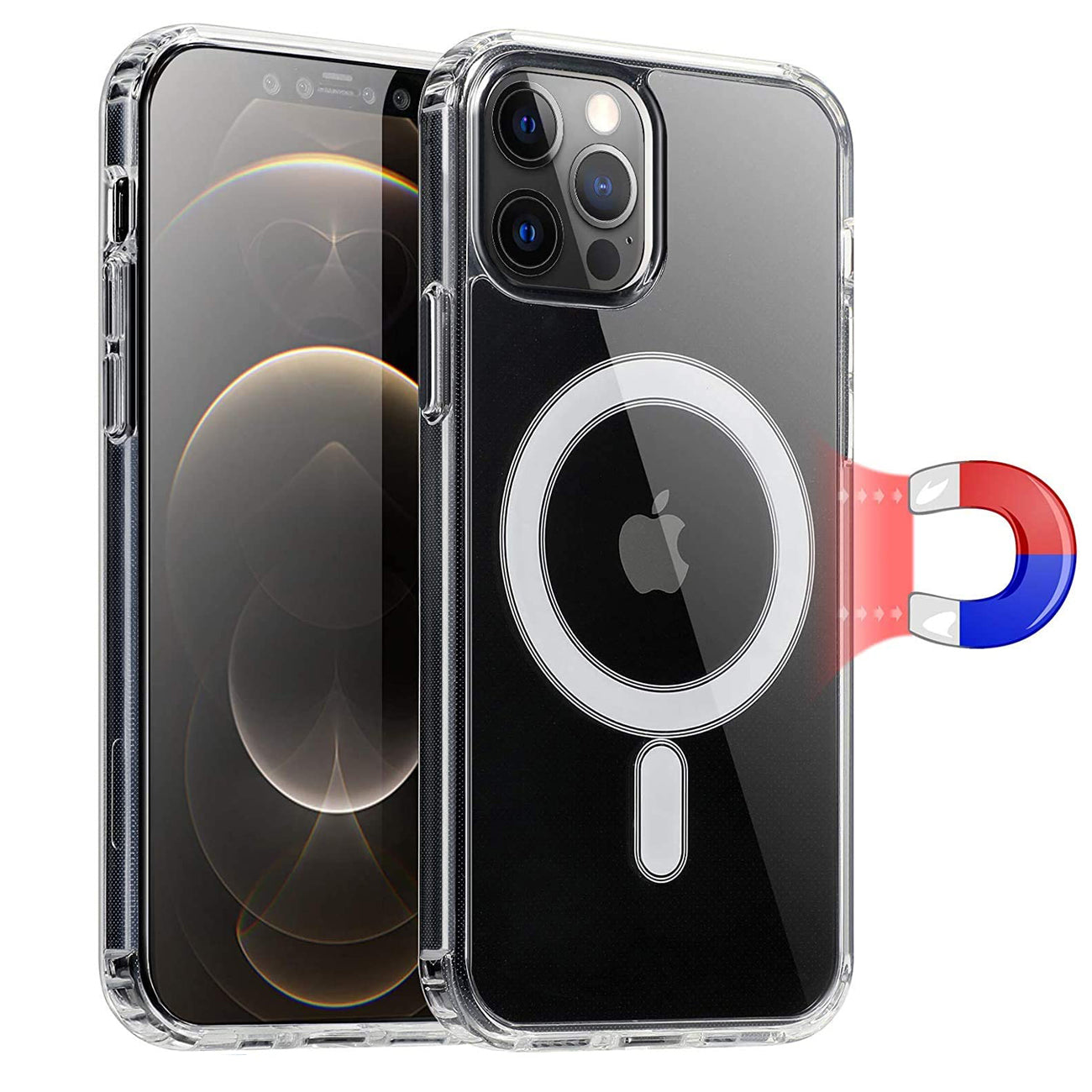 Reiko Magnetic Wireless Charging TPU Bumper Case For iPhone 12 / 12 Pro In Clear